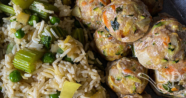 Pork Meatballs with Vegetables and resistant starch Rice